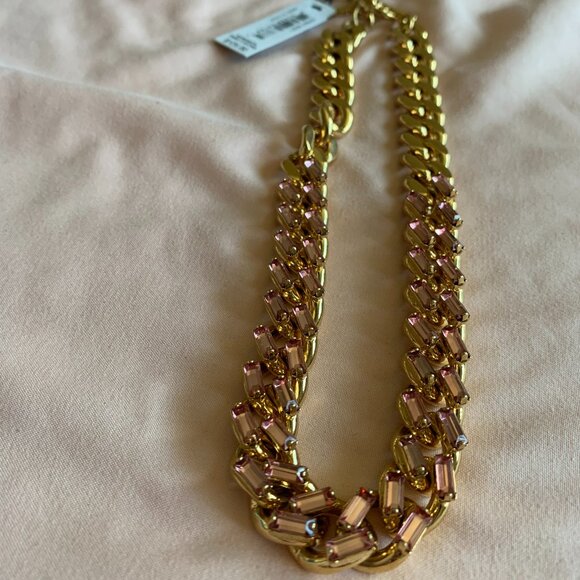 New! Carolee Gold with Pink Chain Necklace - Picture 3 of 5